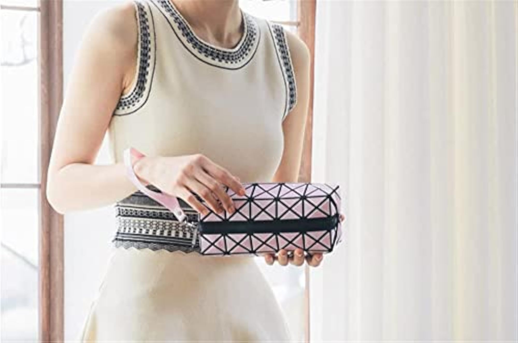 Geometric Makeup Tote Bag for Makeup Storage
