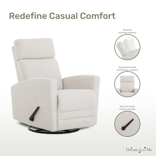 dream on me chatham basic nursery rocking glider in ecru 360 swivel motion fsc certified greenguard gold amp jpma certified nursery glider three rocking modes nursery glider recliner