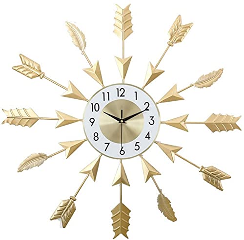 Horloge murale silencieuse dorée grand format pour salon et bureau calme - 2
