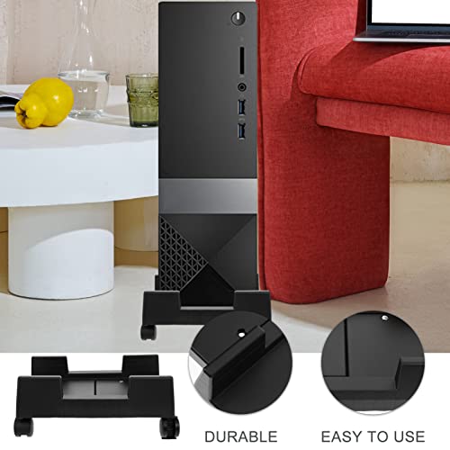 Soporte para CPU de escritorio Sewroro con ruedas, soporte móvil para torre de computadora para oficina en casa, fácil de limpiar y ventilado, almacenamiento elevado para torres de CPU miniatura 7