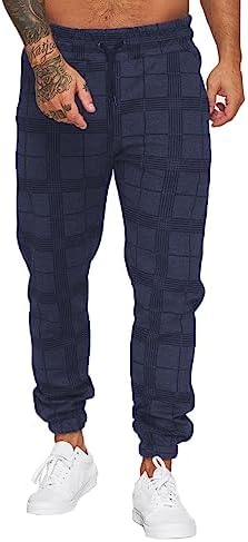 Jogginghose Herren Trainingshose Loose Fit Sporthose Lang Sweatpants Kariert Freizeithose für Männer