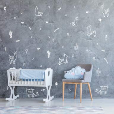 Vinilos decorativos infantiles con alpacas y cactus, 50 piezas miniatura 2