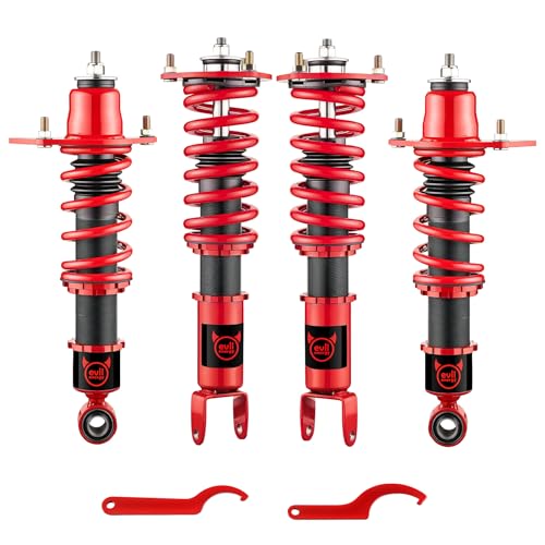 EVIL ENERGY Coilovers Compatible for Mazda RX-8 2004-2011, Height Adjustable Lowering Kit, Twin-Tube Coilover Suspension Kit for Comfortable Ride, Red