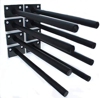 8 Pcs 8" Black Solid Steel Floating Shelf Bracket Blind Shelf Supports - Hidden Brackets for Floating Wood Shelves - Concealed Blind Shelf Support – Screws and Wall Plugs Included