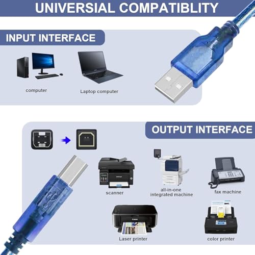 Image of NISHTECH Printer Cable 1.5 Meter, Square USB A to USB B Cable for Printer /Scanner Epson, HP, Canon, Brother, Ethernet Print Smoothly Connect to Computer /Laptop /Pc - USB 2.0 Type B (Blue)
