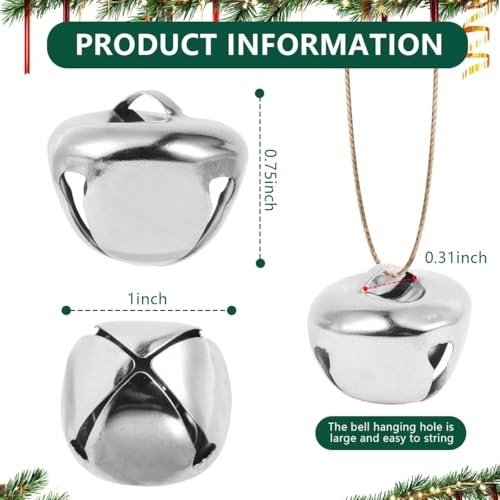 100 Pcs Jingle Bells Bulk, 1 Inch Craft Bells for DIY Christmas Home Decoration (Silver)