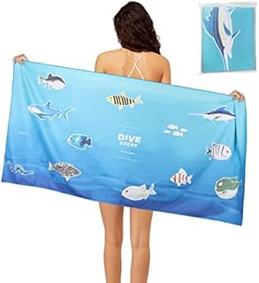 Kaket Beach Towels for Adults, Microfibre Beach Towels Sand Free Fast Dry Super Absorbent, Lightweight Large Beach Towel for Travel Swimming Pool Camping, 80x160cm (Sea World)