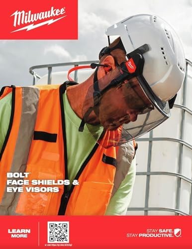 Miniatura 6 de Milwaukee BOLT - Protector facial completo, transparente, compatible con cascos de seguridad y cascos duros, 48-73-1420