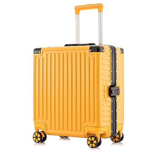 Hard Shell Carry on Luggage with Aluminum Frame, Airline Approved Carry on Hardside Suitcase with Spinner Wheels, No Zipper Suitcase Travel Luggage Hard Shell Lightweight Rolling Suitcases (Yellow)