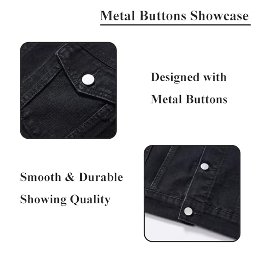 Image of Men's Denim Jacket Vintage-Inspired Jean Jacket with Multiple Pockets - Cotton Blend, Machine Washable