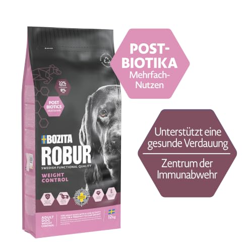 Bozita ROBUR Adult Light Huhn 12kg Hundefutter Trockenfutter mit Postbiotika für wenig aktive und zu Übergewicht neigende Hunde