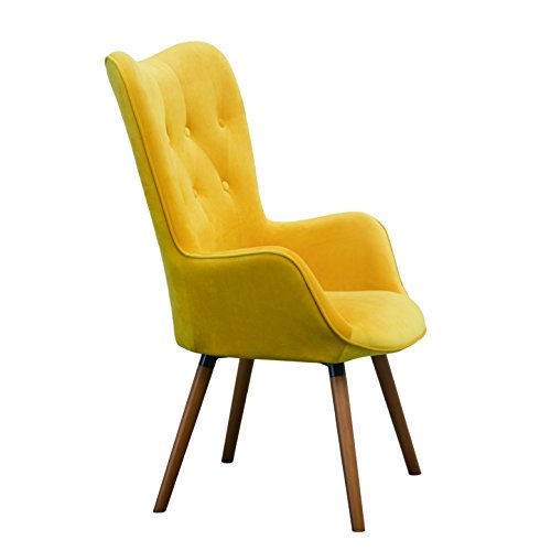 Roundhill Furniture AC155YL Doarnin Silky Velvet Tufted Button Accent Chair, Yellow 30D x 41.5W x 26.8H in by Roundhill Furniture - Image 8