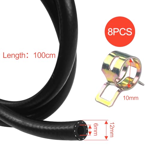 Newpop benzinschlauch set, 1 Meter kraftstoffschlauch, 6 mm Innendurchmesser dieselschlauch, ölschlauch mit 8 Stücke schlauchschellen, für Auto, Motorrad, Traktoren oder kleine Motoren