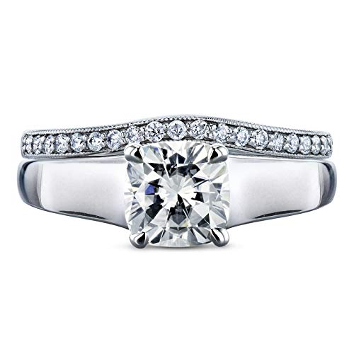 Kobelli Cushion Moissanite Solitaire Band Bridal Set 1 1/4 CTW in 14k White Gold2