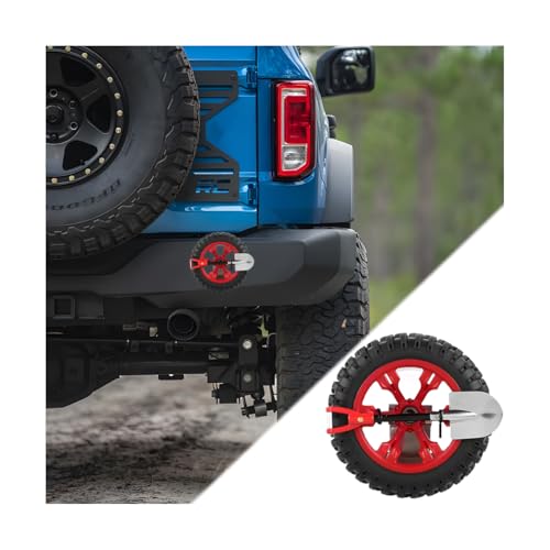 Image of HZEL Car Emblem, 3D Mini Small Tire & Shovel Motorcycle Badge, Self-Adhesive Stylish Automotive Exterior Body Badge Emblem Decoration Accessories, Universal for SUV, Motorbike, Off-Road (Red)