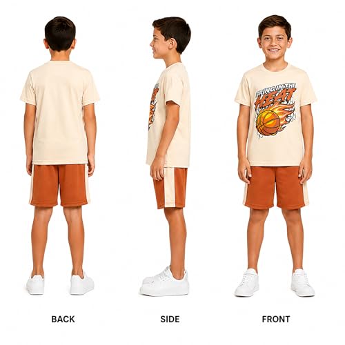 Image of Pro Athlete Active Boys Short Sets - 2 Piece Performance Crewneck Short Sleeve T-Shirt and Shorts Boys Athletic Sets (8-16)