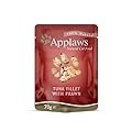 Applaws 100% Natural Wet Cat Food, Tuna Fillet with Pacific Prawn in Broth 12 x 70 g Pouches