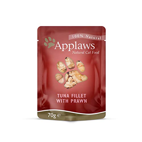 Applaws Premium Natural Katzenfutter Nass, Thunfischfilet mit pazifischer Garnele in Brühe 70g Portionsbeutel (12x70g ) Cover