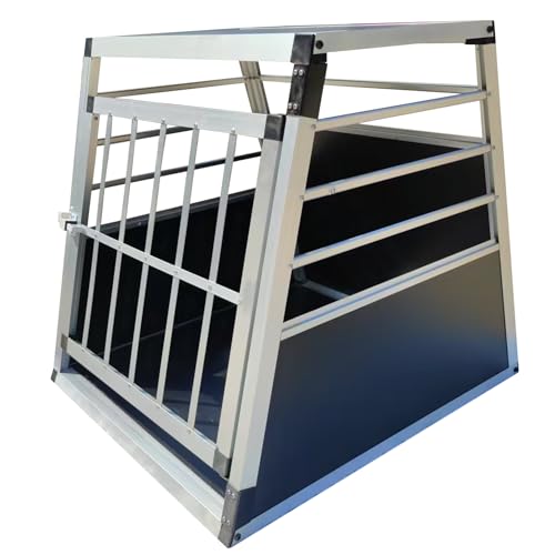 Hundebox Auto, 60x70x67.5cm Hundetransportbox Aluminium für Hunde Katzen, Groß Hundebox mit Sicherheitsverschluss, leicht und stabil (60x70x67.5cm)