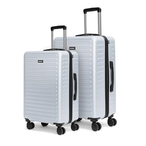 Image of THE ASSEMBLY Premium Polycarbonate Luggage Set Of 2 | Medium 24 Inches & Large 28 Inches Trolley Bags With Spinner Wheels For Travel (Silver)-Stark