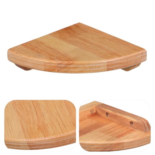 Estante de esquina de madera natural HOMSFOU de 6 pulgadas con diseño en abanico 8