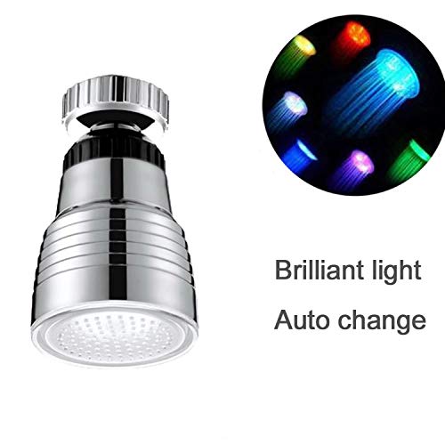 Image of SNOMYRS 7-Color Change Automatically LED Water Faucet Light Circular 360 Degree Rotatable Color Changing Tap Sink for Kitchen and Bathroom (7 Color-1PC-Circular)