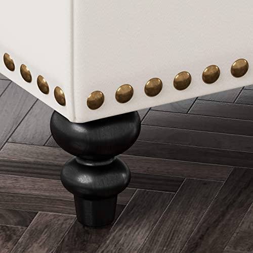 Huimo Ottoman With Storage, 51-Inch Storage Ottoman Bench With Button-Tufted, Bedroom Bench Safety Hinge Ottoman In Upholstered Fabrics, Large Storage Bench For Bedroom, Living Room (Ivory-Rivet) #TOP5