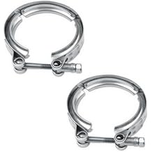 2.5 Inch Car V Band Clamp, Stainless Steel V-Clamp for Flange Kit, Exhaust Pipe Clamp, Automotive Exhaust Clamp Replacement Accessories for Downpipes, Exhaust Systems 2PCS, 2.5"