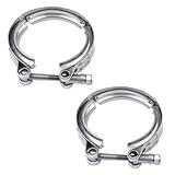 2.5 Inch Car V Band Clamp, Stainless Steel V-Clamp for Flange Kit, Exhaust Pipe Clamp, Automotive Exhaust Clamp Replacement Accessories for Downpipes, Exhaust Systems (2PCS, 2.5