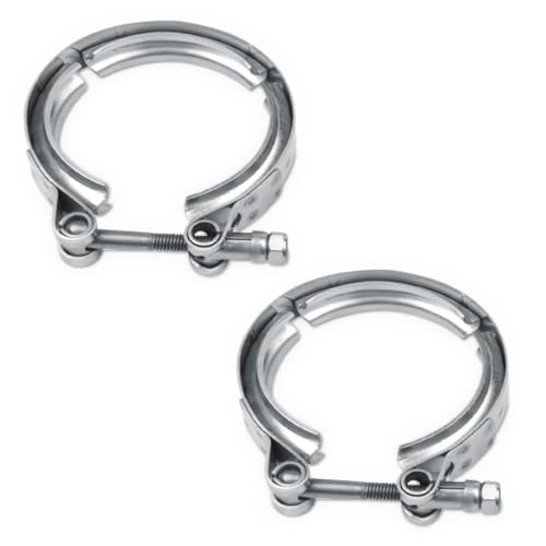 2.5 Inch Car V Band Clamp, Stainless Steel V-Clamp for Flange Kit, Exhaust Pipe Clamp, Automotive Exhaust Clamp Replacement Accessories for Downpipes, Exhaust Systems (2PCS, 2.5