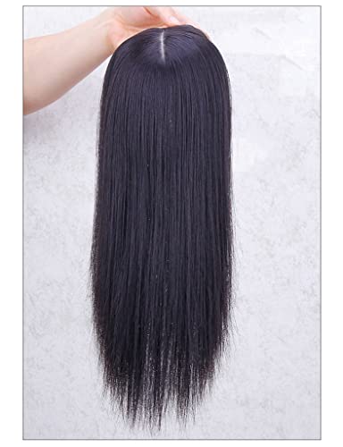 3D Wispy Fringe Forehead Hairpiece Clip in Straight Middle Parting Topper for Women With Thinning Hair 35cm Dark Black - Image 2
