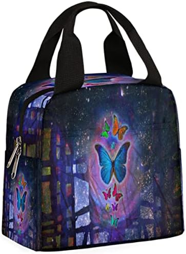 Abstract Butterfly Design Insulated Lunch Bag Women Reusable Lunch Tote Bag for Men Adult Leakproof Cooler Lunch Box for Work Office Picnic Travel