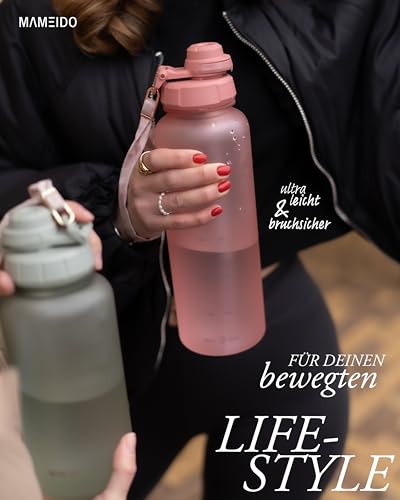 MAMEIDO Trinkflasche mit Strohhalm 1,5 l (Flamingo Pink) – Ansicht 3