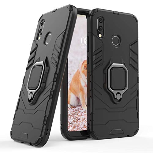LuluMain Compatibile con Huawei P20 Lite Cover, Custodia Armor Anello Cavalletto (Funziona con Il Supporto Magnetico per Auto) Case Paraurti per Huawei P20 Lite, Huawei Nova 3E (Nero)