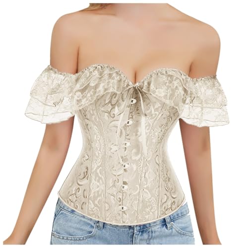 Corset historique de fête en brocart à manches pour briller en soirée