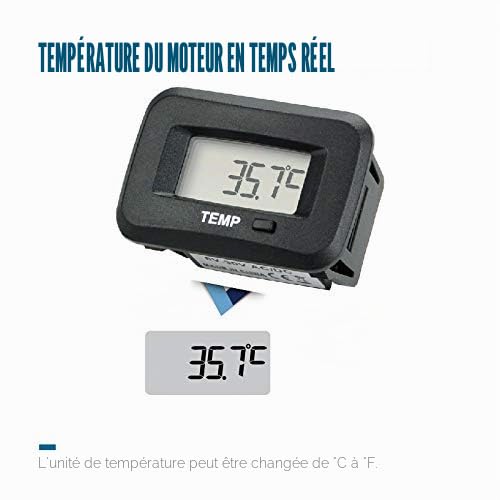 Runleader Thermomètre de température RL-TM006 Celsius avec capteur de température et pour quad, UTV, Dirtbike, Moto, hors-bord, motoneige, Pitbike, PWC Marine Bateau étanche