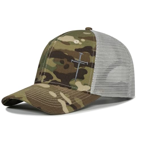 Image of Christian Hats for Men Women,Jesus 3 Nail Cross Hat Christian Religious Gifts for Birthday /Christmas,Black and Silver