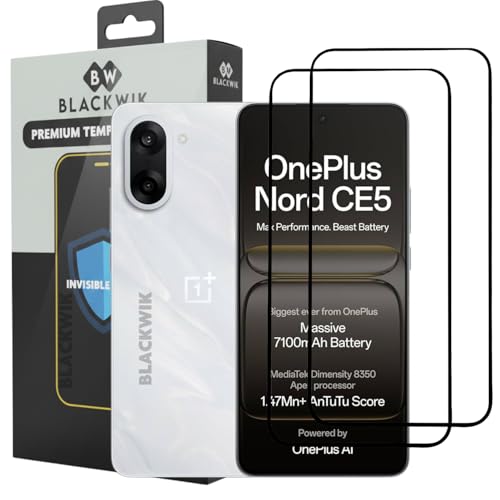 Image of Blackwik Tempered Glass Screen Protector for OnePlus Nord CE5 with Edge-To-Edge Protector Coverage | Easy Installation Kit (Black) (Pack Of 2)