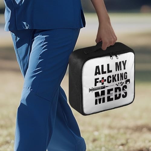 Image of Gomyblomy Custom First Aid Kit for Home Cars All May Fucking Meds Print Customized First Aid Kit Bag Empty Medical Supplies Pouch Personalized Medicine Bag Add Your Image Color
