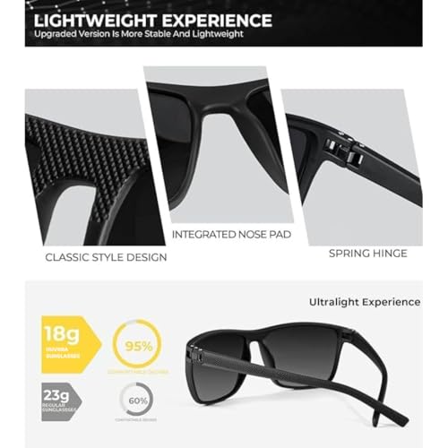 Image of Square Polarized Sunglasses for Men Sports Style Driving Travel Sun Glasses Lightweight Frame UV Protection Anti Glare Mirrored Goggles