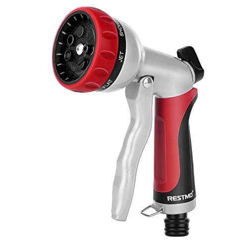 Restmo Garden Hose Nozzle Hose Pipe Spray Gun Heavy Duty Red