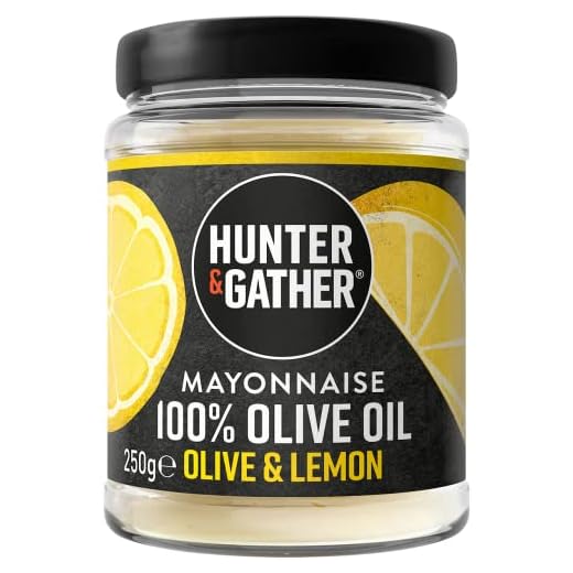 Hunter & Gather Mayonesa de Aceite de Oliva con Oliva y Limón – 240g | Hecha con Yema de Huevo Campero Británico | Mayonesa Paleo, Keto, Libre de Azúcar y Gluten | Libre de Saborizantes Artificiales