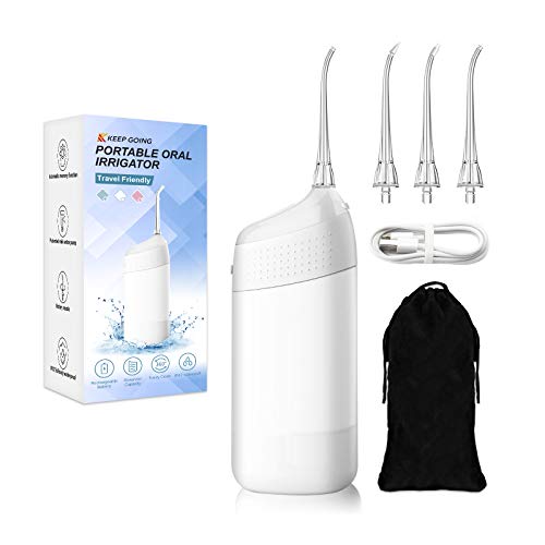 Cordless Water Dental Flosser,Portable Dental Oral Irrigator Teeth Cleaner ,Portable Oral Irrigator for Deep Teeth/ Braces Cleaning ,Chargeable IPX7 Waterproof for Home Travel (White)