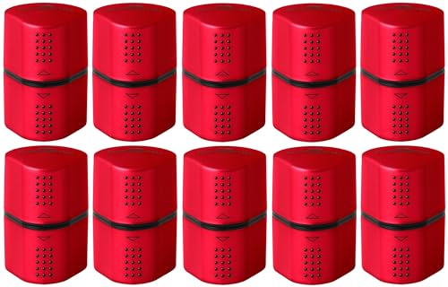 FABER-CASTELL - Dreifachspitzdose Grip 2001, Anspitzer für Durchmesser 8-10 mm mit Behälter (10 Stück, rot)