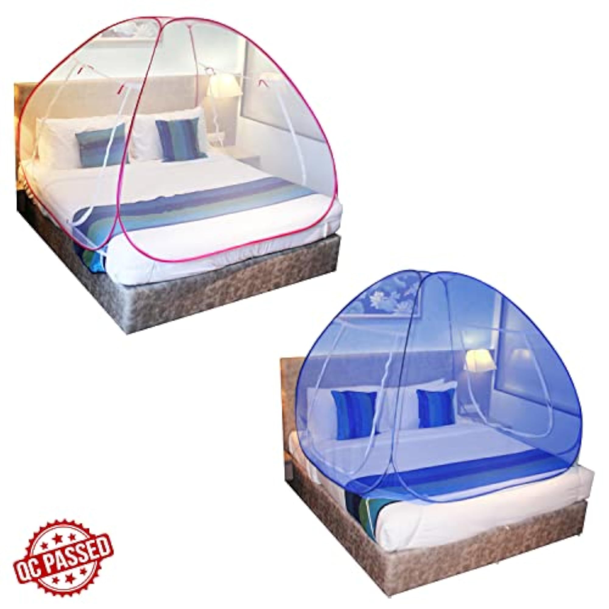 Mosquito Net Combo White and Blue Foldable Double Bed Net