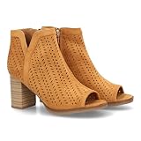 shoes&blues.es 63641-Botin de Tacon para Mujer, Comodos, con Calados, y Punta Abierta, Cierre de Cremallera en el Talon, Primavera Verano 2022. Talla 37 Cuero