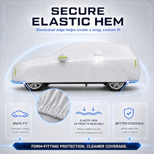 Image of Car Cover All Weather Custom Fit for Honda CR-V & RAV4 Waterproof 10 Layers Full Cover Universal Heavy Duty Sun UV Rain Hail Protection with Driver Door Zipper Breathable Vents.