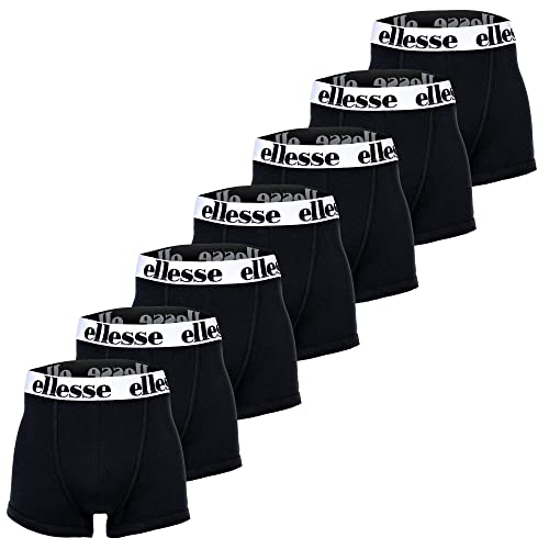 Ellesse Lot de 7 Boxers Yema pour Homme - avec Logo - sans Poche - en Coton Stretch, Noir/Blanc., S