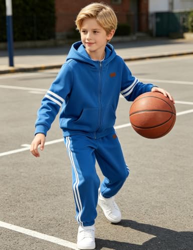 Image of Toddler Boy Clothes Long Sleeve Colorblock Hoodie Sweatsuits Tops and Pants 2Pcs Winter Outfits Boys Fall Clothes