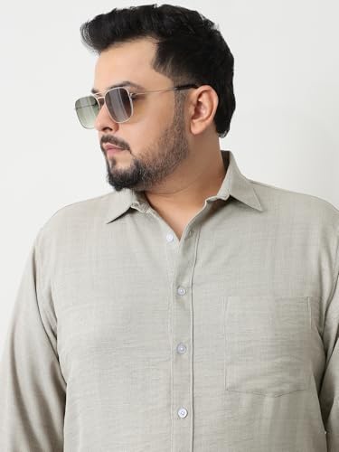 Image of Urbano Plus Men's Linen Blend Full Sleeve Relaxed Fit Casual Solid Shirt